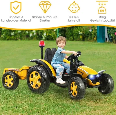 Obrázok produktu pre 2V traktor s 2,4G diaľkovým ovládaním a odnímateľným prívesom pre deti 3-8 rokov