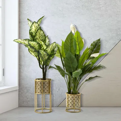 Produktbild von Husavi - Vase, Gold, Set 2 Vasen, abnehmbare Pflanzgefäße