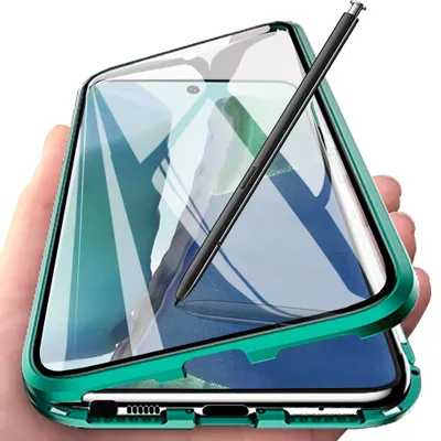 Obrázek produktu pro Galaxy Note 20 Pouzdro, Celotělový Kryt z Tvrzeného Skla s Magnetickou Adsorpcí, Kovový Rám, Kompletní Ochranné Pouzdro pro Samsung Galaxy Note 20 Zelený