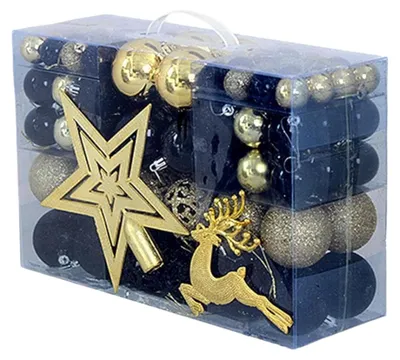 Produktbild von Weihnachtskugeln Dekorative Weihnachtsschmuck Schwarz Gold 102 Stk