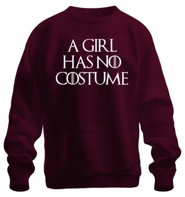 Imagen del producto de Sudadera con cuello redondo para niña o uni, diseño "Una chica no necesita disfraz de Halloween", estilo parodia, color burdeos, talla XXL