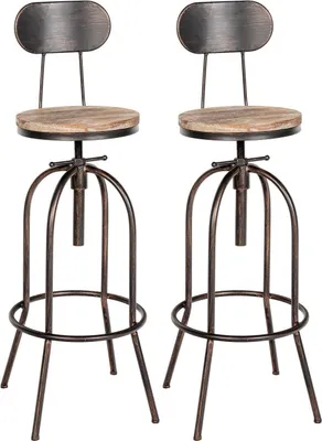 Immagine prodotto di set di 2 sgabelli da bar industriali - Sgabello alto - Design robusto e regolabile in altezza
