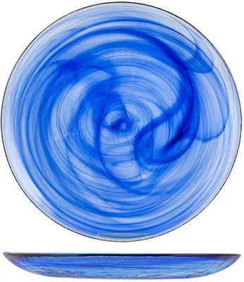 Immagine prodotto di Set di 6 piatti bianchi con bordo blu, 27,5 cm