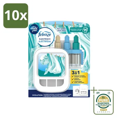 Imagen del producto de 10 unidades de Ambi Pur 3Volution, kit de inicio - Aroma a ropa recién lavada - 20 ml - Paquete de suministro