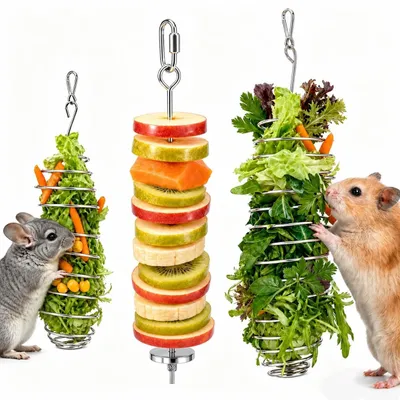 Produktbild von Set mit 3 hängenden Futterspielzeugen für Nagetiere und Vögel