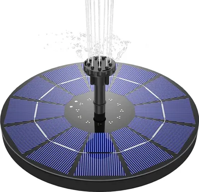 Produktbild von Gartenbrunnen Solar Springbrunnen, 3.5W Gartenbrunnen mit 6 Fontänenstile, 18*18cm