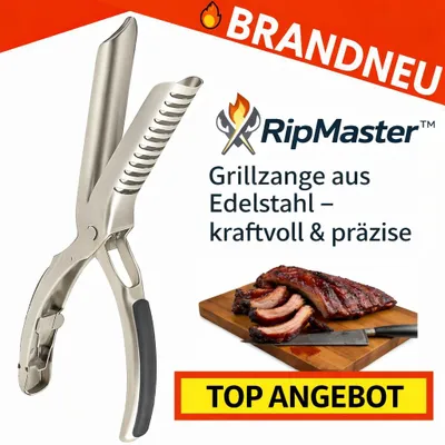 Produktbild von RipMaster™ Profi Edelstahl Grillzange Rippchenzange BBQ Fleischzange Küchenzange