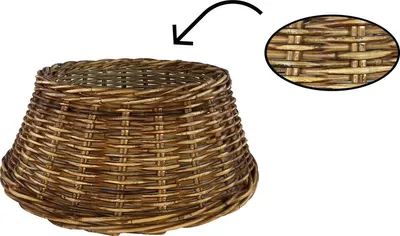 Immagine prodotto di Cesto per albero di Natale in rattan - ø 65 x 26 cm - Copri albero di Natale - Base per albero di Natale - Albero di Natale - Decorazione natalizia - Base per cesto - Natale