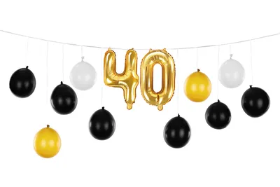 Produktbild von Ballongirlande '40' 260x32cm Schwarz / Gold / Weiß
