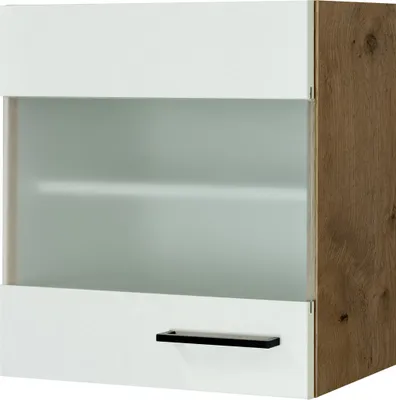 Produktbild von Glashängeschrank Küche - 50 cm breit - Magnolia Matt Lancelot Oak – Vintea