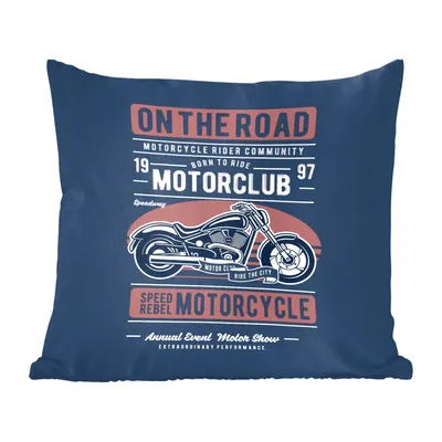 Obrázek produktu pro MuchoWow® Dekorační polštář Polštář na pohovku Dekorační polštář do obývacího pokoje 40x40 Motorka - Retro - kresba - citace