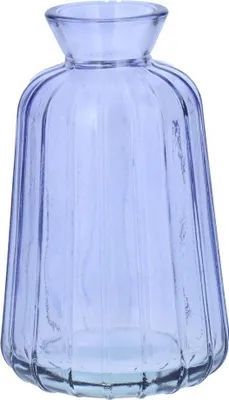 Produktbild von INNA-Glas Flaschenvase TATIANA mit Rillen, flieder-klar, 11cm, Ø6,5cm - Deko Glas Flasche