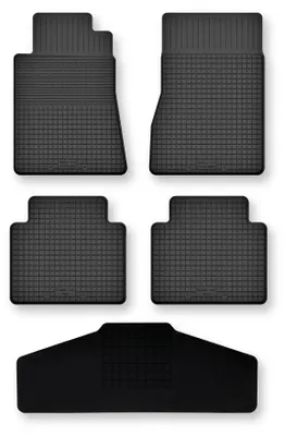 Produktbild von Gummi-Fußmatten + Tunnel für Mercedes E W124 1984-1997 (Limousine/Kombi) – 5-tlg, Schwarz, Semi-Universal, angepasst – Wielganizator Semi-Universal