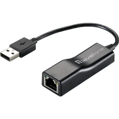 Produktbild von LevelOne USB Fast Ethernet Adapter, Kabelgebunden, RJ-45, USB, 100 Mbit/s, Schwarz