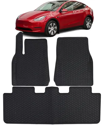 Produktbild von Fußmatten vorne/hinten für Tesla Model Y ab 2019 Premium Passgenaue Gummi
