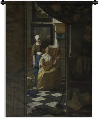 Produktbild von MuchoWow® Wandteppich Wandbehang Der Liebesbrief - Johannes Vermeer 120x160 cm Tapisserie Dekoration Wandtuch - Wohnzimmer - Moderne