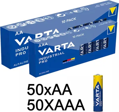 Produktbild von 100er SPARSET 50x Micro AAA + 50 x AA Mignon Batterie Alkaline VARTA Industrial  Germany