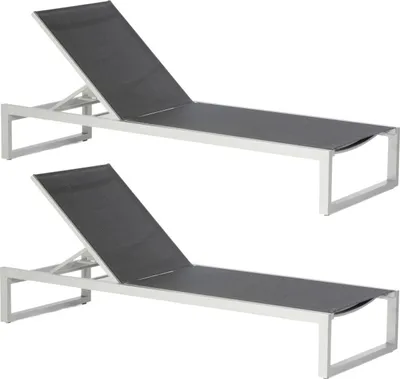 Produktbild von Sonnenpartner Argos 2er Set Sonnenliegen Gartenliege Aluminium silber/Textilen