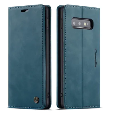 Immagine prodotto di Custodia Galaxy S10E, Custodia retrò in Finto cuoio, tasche per carte, chiusura magnetica, custodia con funzione stand per Samsung Galaxy S10E Blu