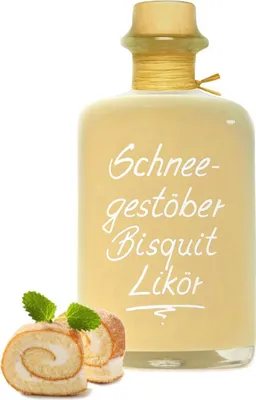 Produktbild von Schneegestöber Bisquit Sahnelikör 1L 15%Vol. Nach frischem warmen Kuchen & einem Hauch Vanille