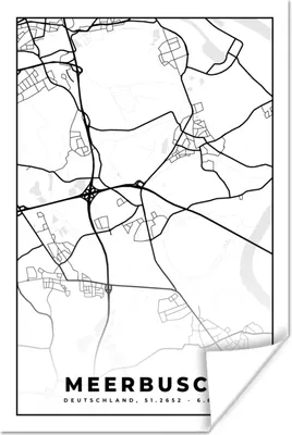 Produktbild von MuchoWow® Poster Meerbusch - Karte - Stadtplan 120x180 cm - Kunstposter