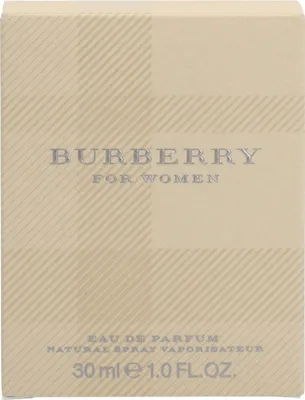 A close-up of a perfume box with the Burberry logo and product details.