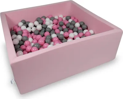 Produktbild von Trockenbecken 110x110x40cm puderrosa mit 600 Bällen: weiß, grau, puderrosa