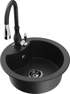 Produktbild von Mexen Diego 1-Becken-Granit-Spüle mit Mischbatterie Savita, Schwarz/Silbermetallic - 6512-73-672601-70-B