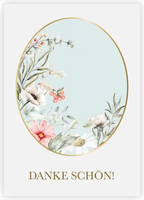 Produktbild von 4x Stilvolle Dankes Grußkarte: Danke schön! mit zarten Blumen