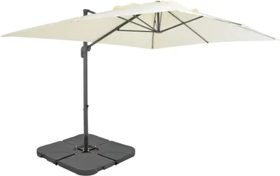 Produktbild von Sonnenschirm mit Tragbarem Sonnenschirmständer Sandweiß
