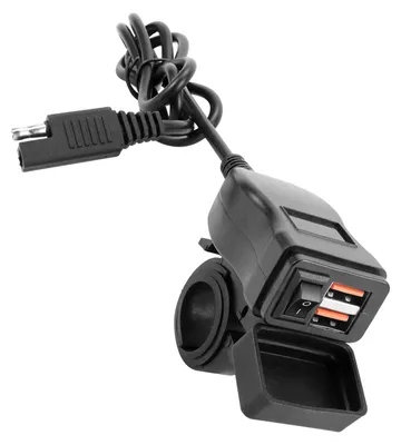 Produktbild von USB-Ladegerät für Motorräder, 18 W, zwei QC 3.0-Anschlüsse, Schnellladefunktion, LED-Spannungsanzeige, regenfest, 12 V–24 V