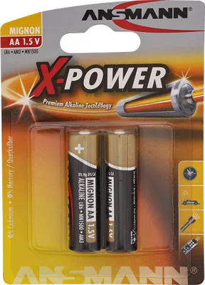Zdjęcie produktu dla Ansmann Mignon AA, Jednorazowa bateria, AA, Alkaliczny, 1,5 V, 2 szt., Czarny