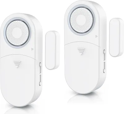 Immagine prodotto di BEARWARE 2x allarme finestra / allarme porta, segnale acustico forte da 120 dB, sensore di allarme rilevatore di apertura finestra (per porte e finestre, protezione antieffrazione, con batterie, sistema di allarme)