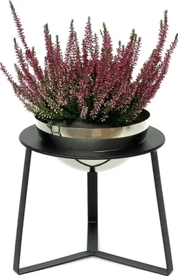 Produktbild von DanDiBo Blumenhocker Metall mit Topf Schwarz Silber 27 cm Blumenständer 96091 M Blumensäule Modern Pflanzenständer Pflanzenhocker