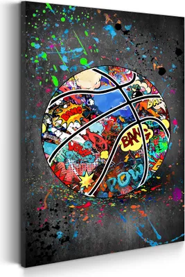 Produktbild von Bildertrends24 Graffiti Basketball Pop Art Wandbild Leinwandbild Kunstdruck XL Deko: 100x150x4cm