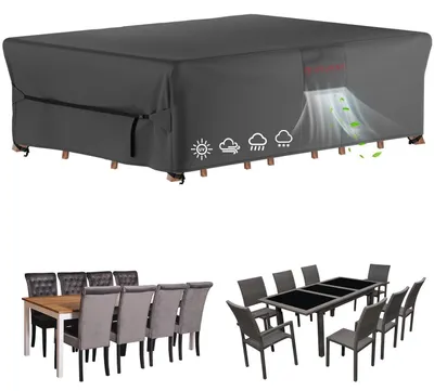 Image de Housse de protection pour mobilier de jardin, imperméable, dimensions 242x162x71 cm, tissu Oxford 420D, couleur noire