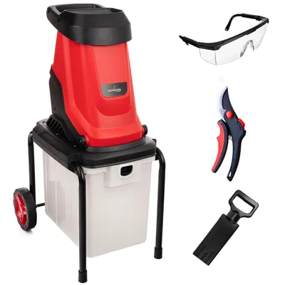 Produktbild von LEHMANN Elektro Gartenhäcksler, 3000 W, 4500 U/min für Äste bis 45 mm, 50 L Fangbox, Fahrgestell mit Rädern