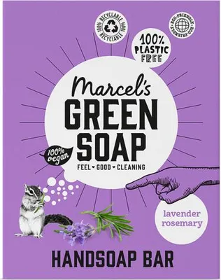 Image de Savon vert Marcel - Savon pour les mains - Lavande & Romarin - Soin doux - 90 gr - 1 pièce
