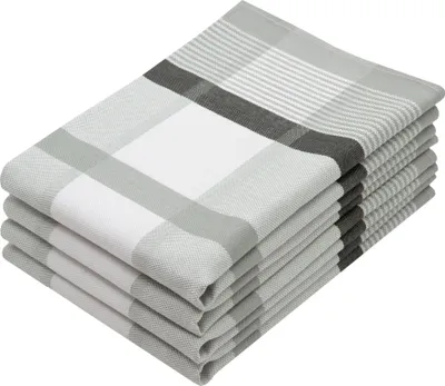 Produktbild von 4er Set Geschirrtücher Baumwolle, 50x70 cm, grau-kariert