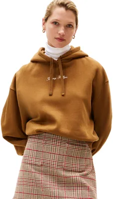 Produktbild von Tommy Hilfiger Damen Hoodie Classic Script Fleece mit Kapuze, Braun (Highland Kh