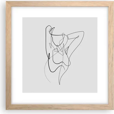 Produktbild von Gerahmtes Poster - Rahmen in heller Eiche - Frau Bleistift Linie - 30x30 cm - Wand Bild - Wanddeko - Wandbilder - Kunstposter - Wandposter - Bilderrahmen - Bilder - Kunstdruck - P2NAC30x30-4991