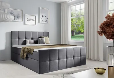 Produktbild von Doppelbett CHLOE – 140x200, grau + GRATIS-Topper