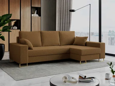 Produktbild von Ecksofa mit Schlaffunktion L-Form mit Bettkasten - DORIAN-Non - Braun