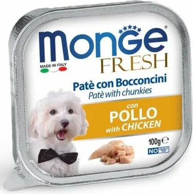 Produktbild von MONGE FRESH – Pastetensorte mit Hühnerfleisch, 100 g, für Hunde