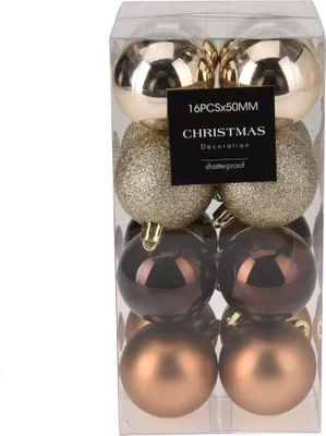 Produktbild von 16 x Weihnachtskugeln aus Kunststoff Ø 5 cm Amber bruchfest Christbaumkugeln Plastik Weihnachtsbaumkugeln Kunststoff - Baumkugeln Kunststoff
