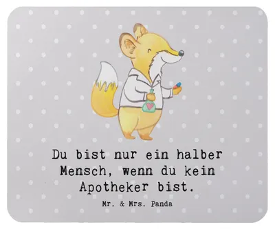 Produktbild von Mr. & Mrs. Panda Mousepad Apotheker Herz - Grau Pastell - Geschenk, Mouse Pad, Staatsexamen, Pharmazie, computermatte, Approbation, Spruch, Lustig, mausteppich, Mauspad