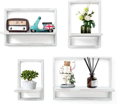 Image de Solidchoice - Ensemble de 4 étagères flottantes en bois pour le rangement mural