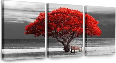 Produktbild von Moderne Wandbilder Baum Rote Natur Leinwand