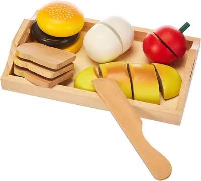 Produktbild von Holztablett & Holzmahlzeit Set (Spielzeug)
