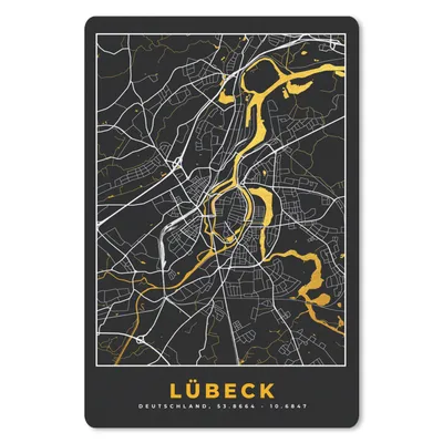 Produktbild von MuchoWow® Mauspad Mousepad Lübeck - Karte - Gold - Stadtplan - Deutschland 18x27 cm - Mousepads - Maus Mat - Pad - Mausunterlage